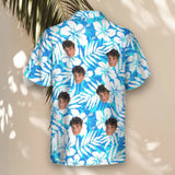 Blue Hibiscus Breeze custom Hawaiian shirt with photos, example 1
