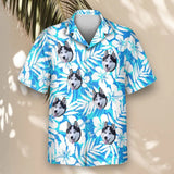 Blue Hibiscus Breeze custom Hawaiian shirt with photos, example 2