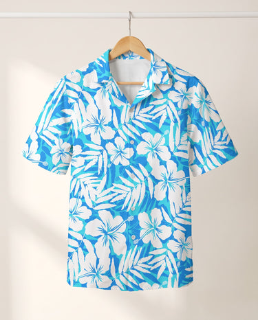 Blue Hibiscus Breeze Hawaiian shirt print before personalizing