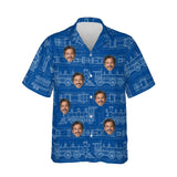 Blueprint Locomotive Train Hawaiian Shirt personalized with printed faces, front view