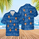 Blueprint Locomotive Train Hawaiian Shirt with custom faces, front and back