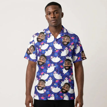 Boo Ghost Halloween custom Hawaiian shirt with photos, example 1