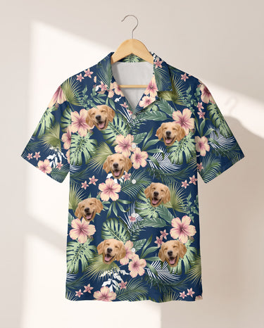 Botanical Tropical Florals personalized Hawaiian shirt printed with customer faces