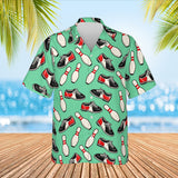Bowling Shoes Hawaiian Bowling Shirt print before personalizing, front view