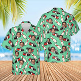 Bowling Shoes Hawaiian Bowling Shirt with custom faces, front and back
