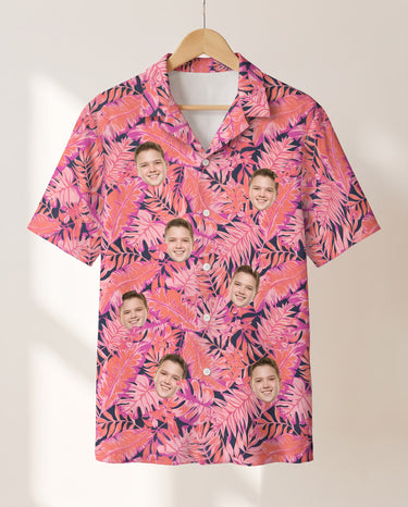 Bright Colorful Tropical Florals personalized Hawaiian shirt printed with customer faces