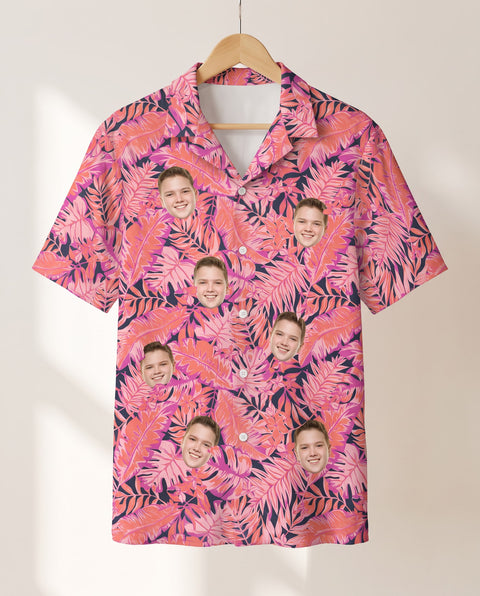 Bright Colorful Tropical Florals personalized Hawaiian shirt printed with customer faces