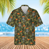 Camo Disc Golf Hawaiian Shirt print before personalizing, front view