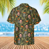 Camo Disc Golf Hawaiian Shirt with custom faces, back view