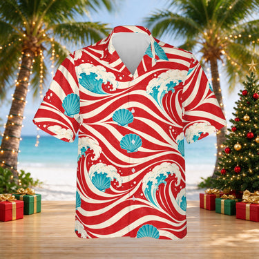Candy Cane Tide Christmas Hawaiian shirt print before personalizing, front view