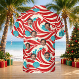 Candy Cane Tide custom Christmas Hawaiian shirt with photos, back view