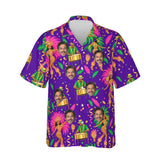 Carnival Caribbean Style Hawaiian Shirt personalized with printed faces, front view