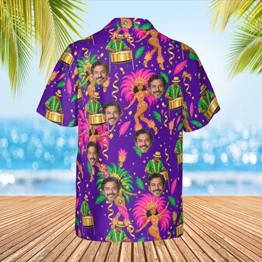 Carnival Caribbean Style Hawaiian Shirt with custom faces, back view
