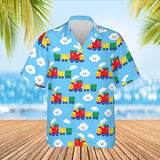 Cartoon Train Hawaiian Shirt print before personalizing, front view