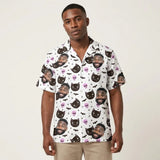 Cat and Pumpkin Halloween custom Hawaiian shirt with photos, example 1