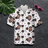 Cat and Pumpkin Halloween custom Hawaiian shirt with photos, example 3