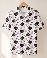 Cat and Pumpkin Halloween Hawaiian shirt print before personalizing