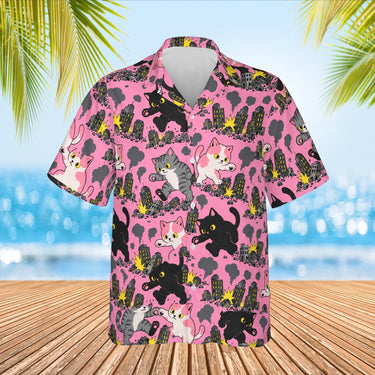 Cat Kaiju Hawaiian Shirt print before personalizing, front view
