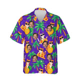 Cats in Shades Ugly Hawaiian Shirt personalized with printed faces, front view
