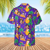 Cats in Shades Ugly Hawaiian Shirt with custom faces, back view