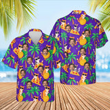 Cats in Shades Ugly Hawaiian Shirt with custom faces, front and back