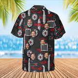 Chrome Parts Trucker Hawaiian Shirt with custom faces, back view