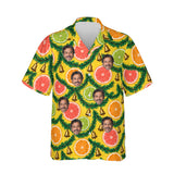 Citrus Garland personalized Christmas Hawaiian shirt printed with customer faces, front view