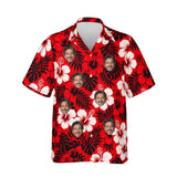 Classic Pareo Hibiscus Aloha Shirt personalized with printed faces, front view
