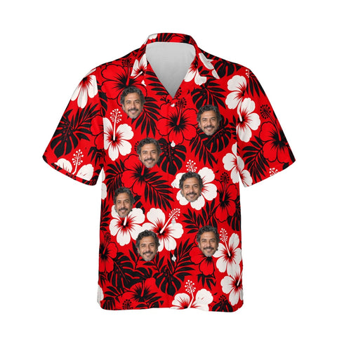 Classic Pareo Hibiscus Aloha Shirt personalized with printed faces, front view