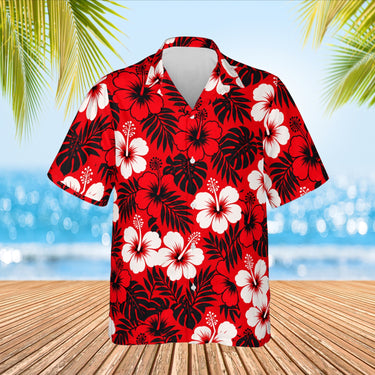 Classic Pareo Hibiscus Aloha Shirt print before personalizing, front view