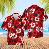 Classic Pareo Hibiscus Aloha Shirt with custom faces, front and back