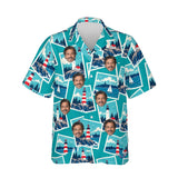 Coastal Postcard Hawaiian Shirt personalized with printed faces, front view