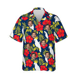 Cockatoo Tropical Hawaiian Shirt personalized with printed faces, front view