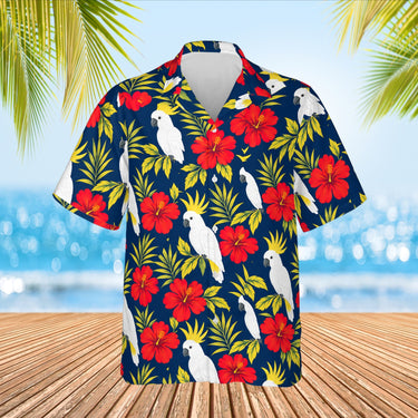 Cockatoo Tropical Hawaiian Shirt print before personalizing, front view