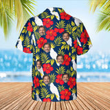 Cockatoo Tropical Hawaiian Shirt with custom faces, back view