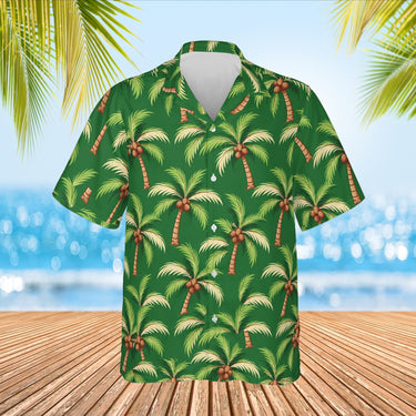 Coconut Palm Island Hawaiian Shirt print before personalizing, front view