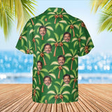 Coconut Palm Island Hawaiian Shirt with custom faces, back view