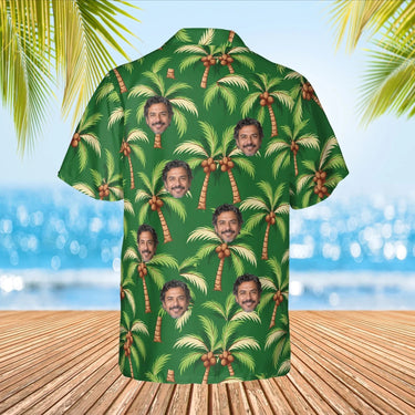 Coconut Palm Island Hawaiian Shirt with custom faces, back view