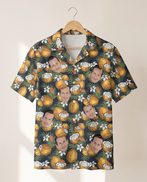 Coconut Paradise Cocktail personalized Hawaiian shirt printed with customer faces