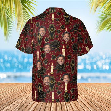 Coffin Garden Goth Hawaiian Shirt with custom faces, back view