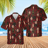 Coffin Garden Goth Hawaiian Shirt with custom faces, front and back