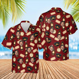 Conductor Train Hawaiian Shirt with custom faces, front and back