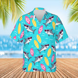 Cool Shark Hawaiian Shirt print before personalizing, front view