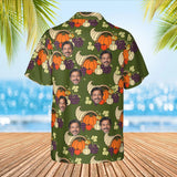 Cornucopia Harvest Thanksgiving Hawaiian Shirt with custom faces, back view