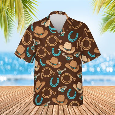 Cowboy Gear Horse Hawaiian Shirt print before personalizing, front view