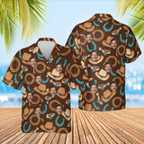 Cowboy Gear Horse Hawaiian Shirt with custom faces, front and back