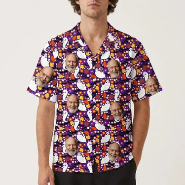Cute Ghost Halloween custom Hawaiian shirt with photos, example 1