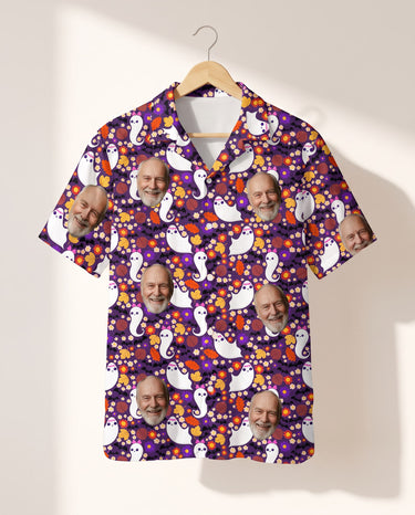 Cute Ghost Halloween personalized Hawaiian shirt printed with customer faces
