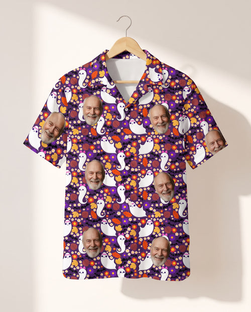 Cute Ghost Halloween personalized Hawaiian shirt printed with customer faces