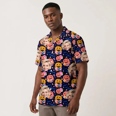 Cute Pumpkin Halloween custom Hawaiian shirt with photos, example 1